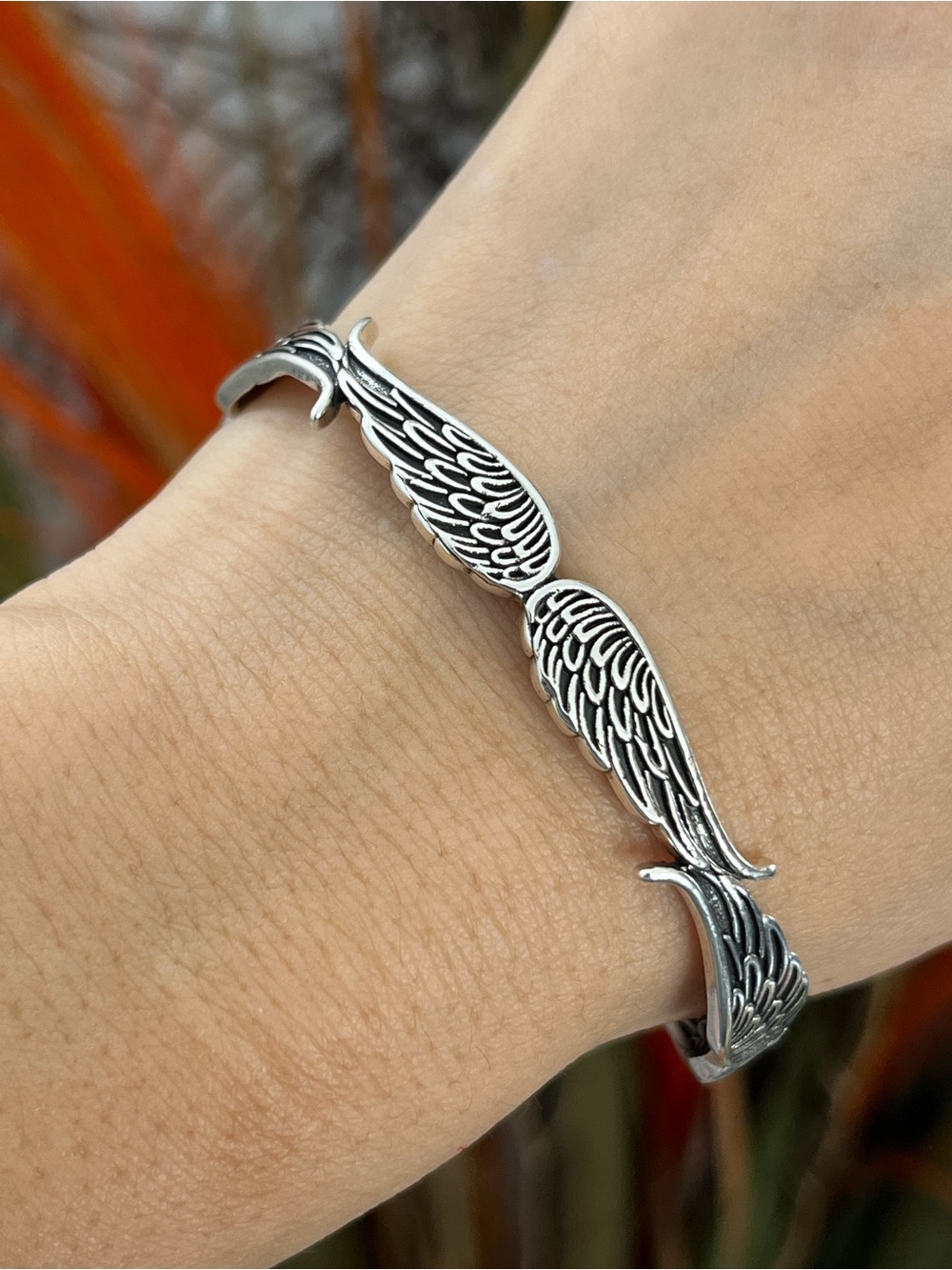 S925 Silver angle wings cuff Bracelet,Silver Cuff bangle bracelet